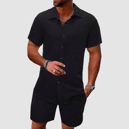 Waffle Short Sleeve Two Piece Set